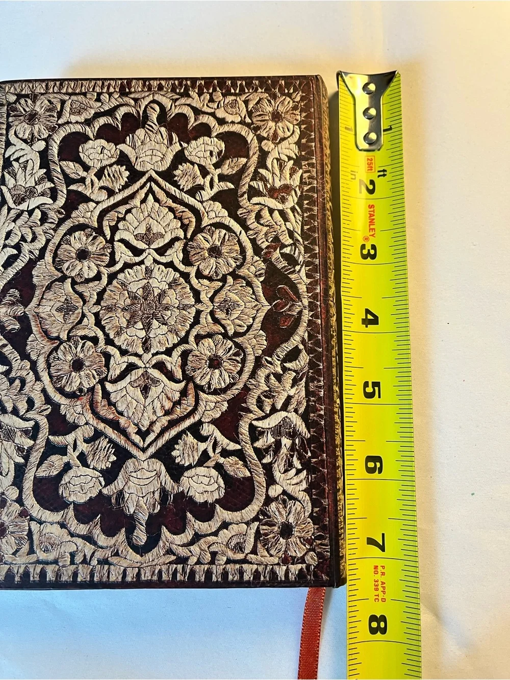 New Embossed Brown paper Journal with Cream Floral Design - Home Office Notebook